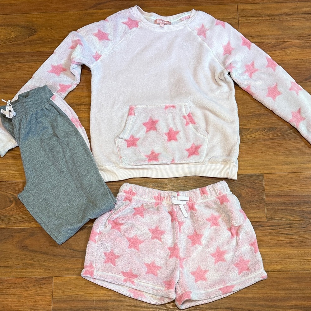 BCBGirls Pink Star Pajama Set with Gray Pants